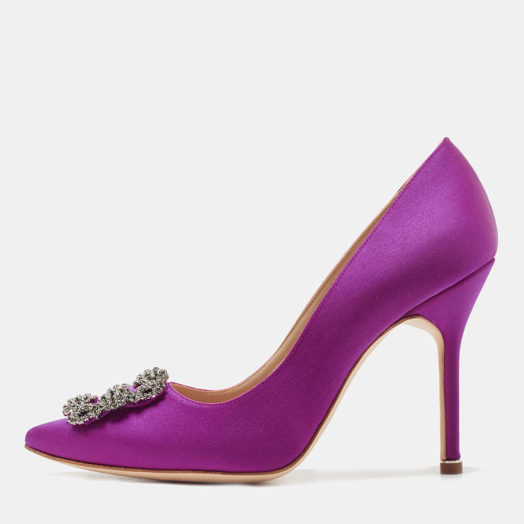 Manolo Blahnik Fuchsia Satin Hangisi Pumps Size 38.5 Manolo Blahnik ...