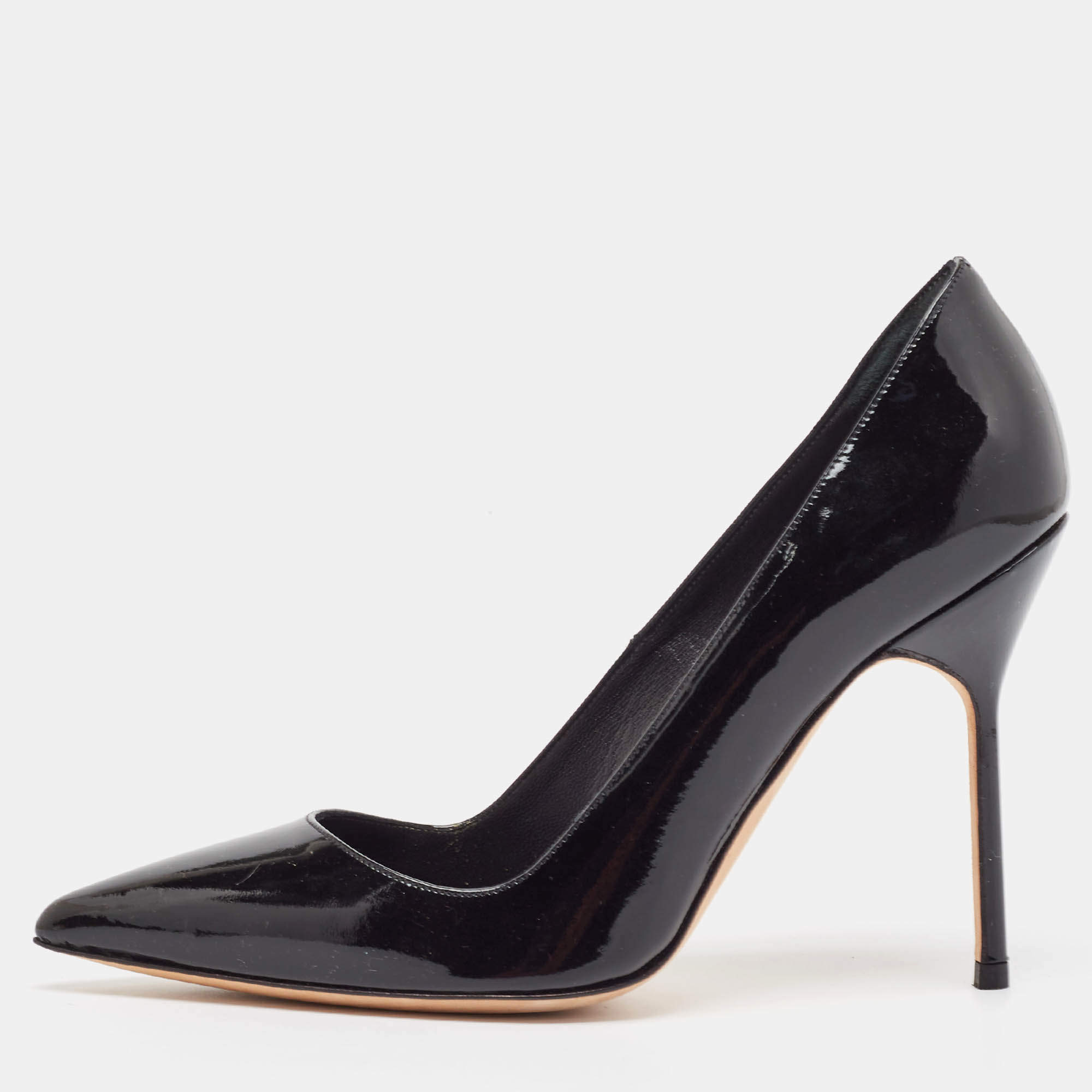 Manolo Blahnik Black Patent Leather BB Pumps Size 36