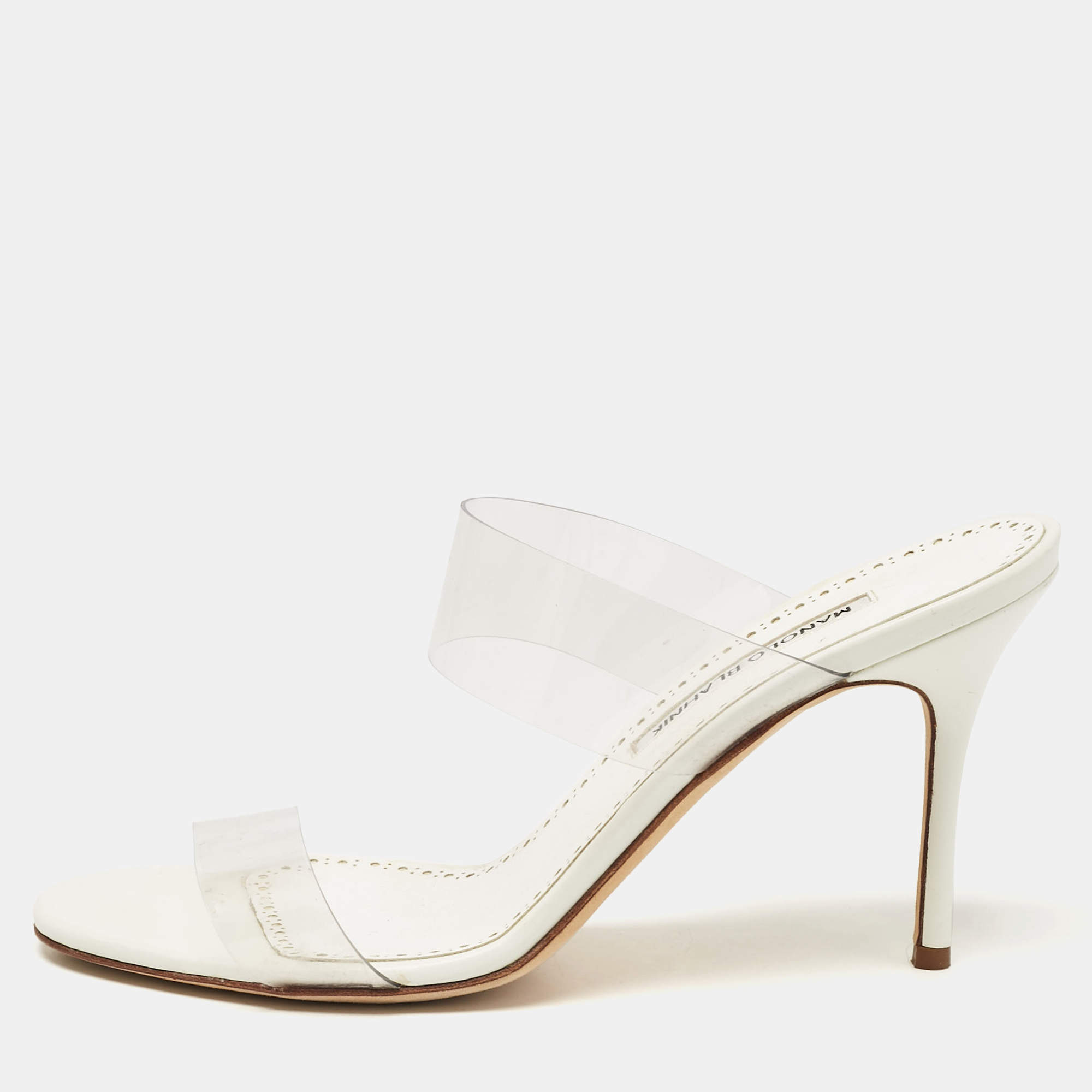 Pre Owned Manolo Blahnik Transparent PVC Scolto Slide Sandals Size 39