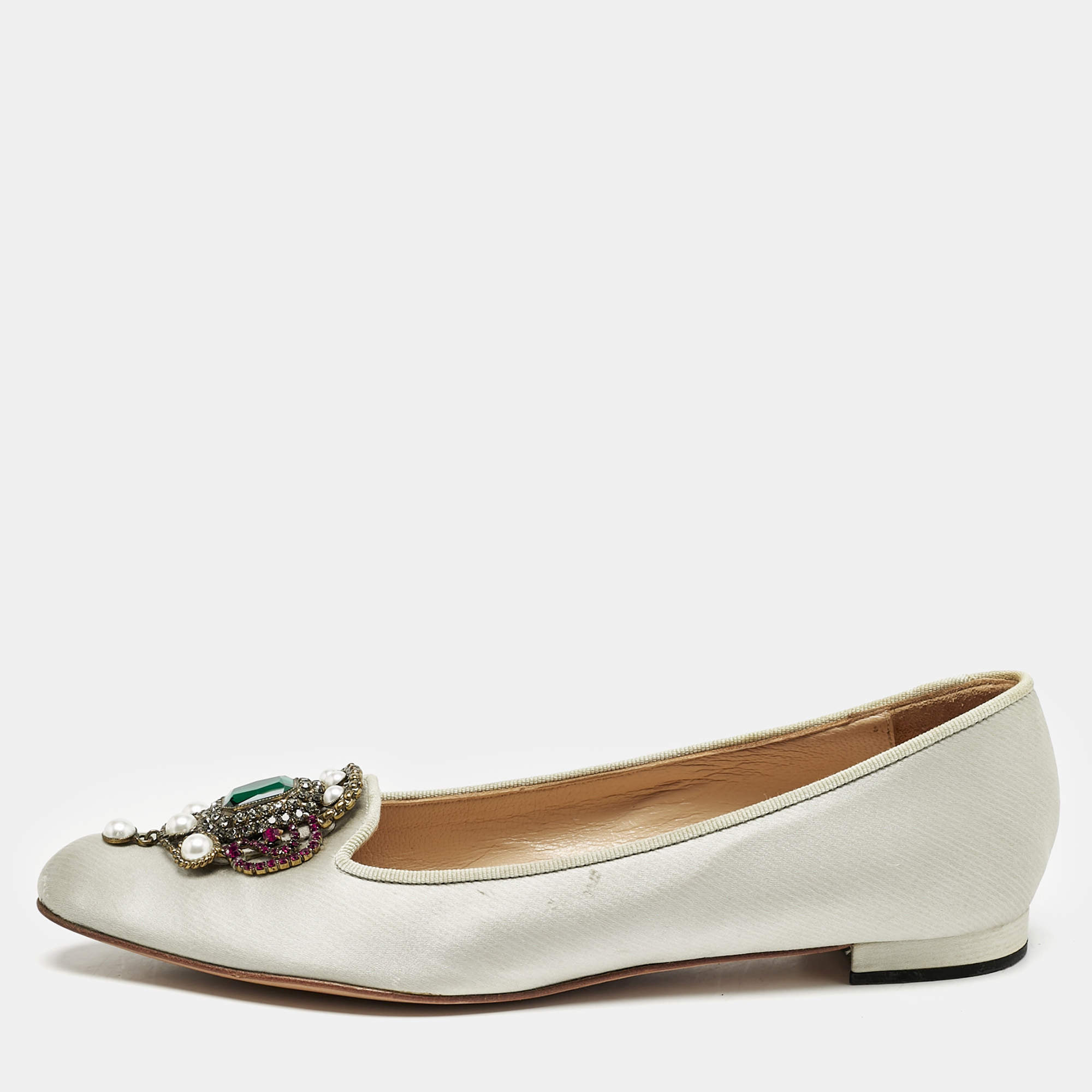Manolo Blahnik Grey Satin Eufrasia Smoking Slippers Size 35