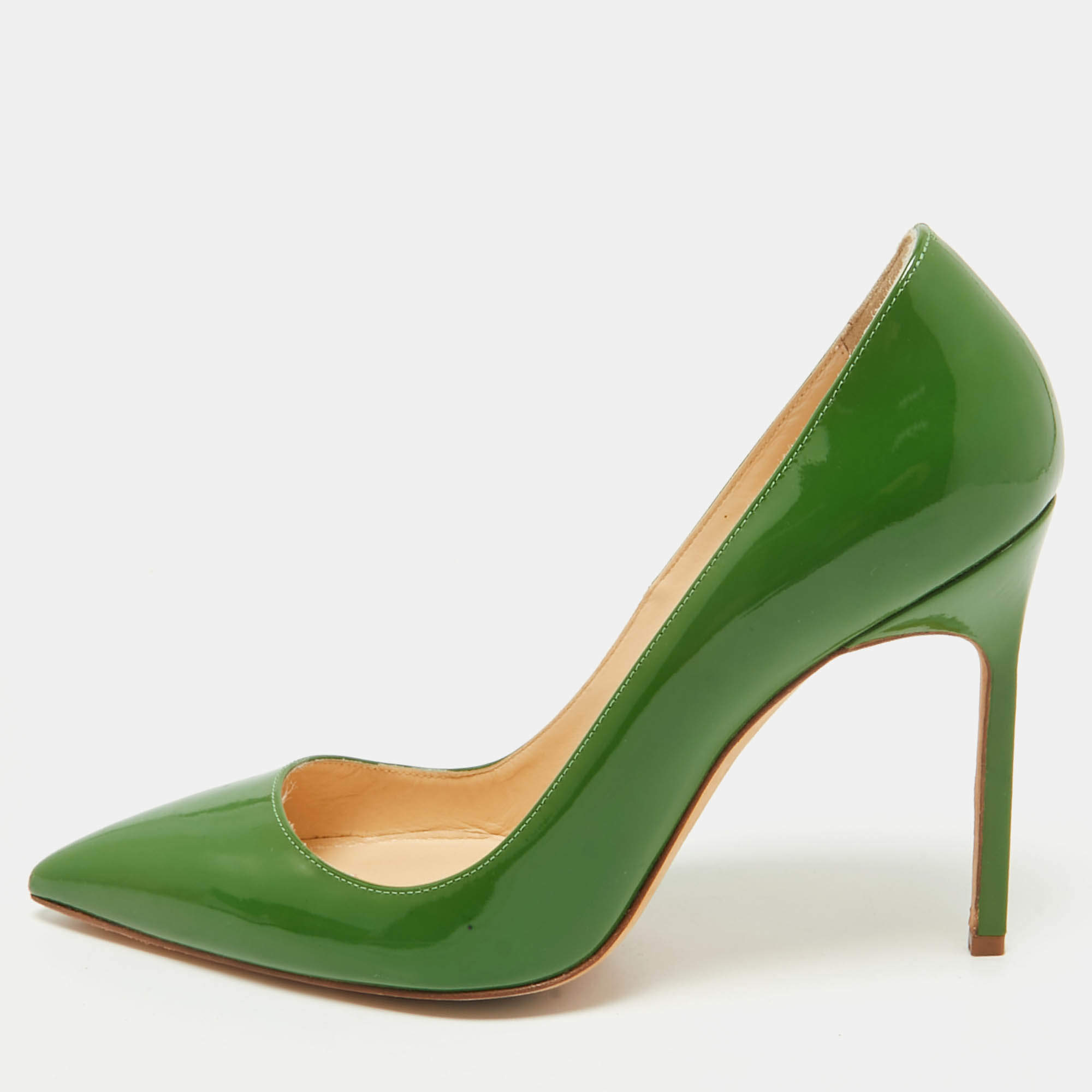 Manolo Blahnik Green Patent Leather BB Pumps Size 38