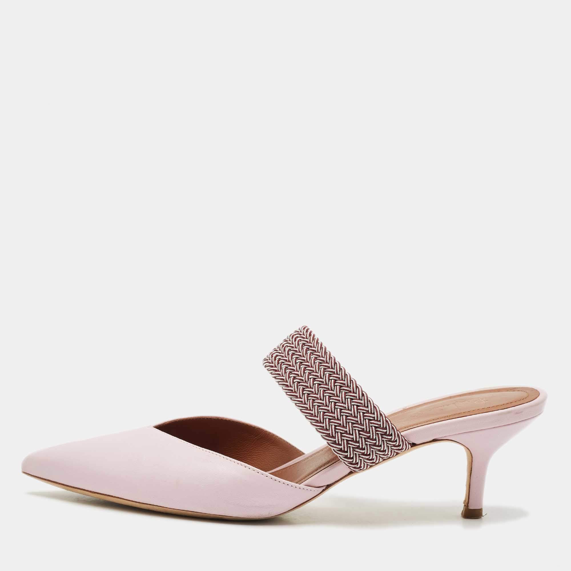 Malone Souliers x Roy Luwolt Pink Leather Slide Sandals Size 40