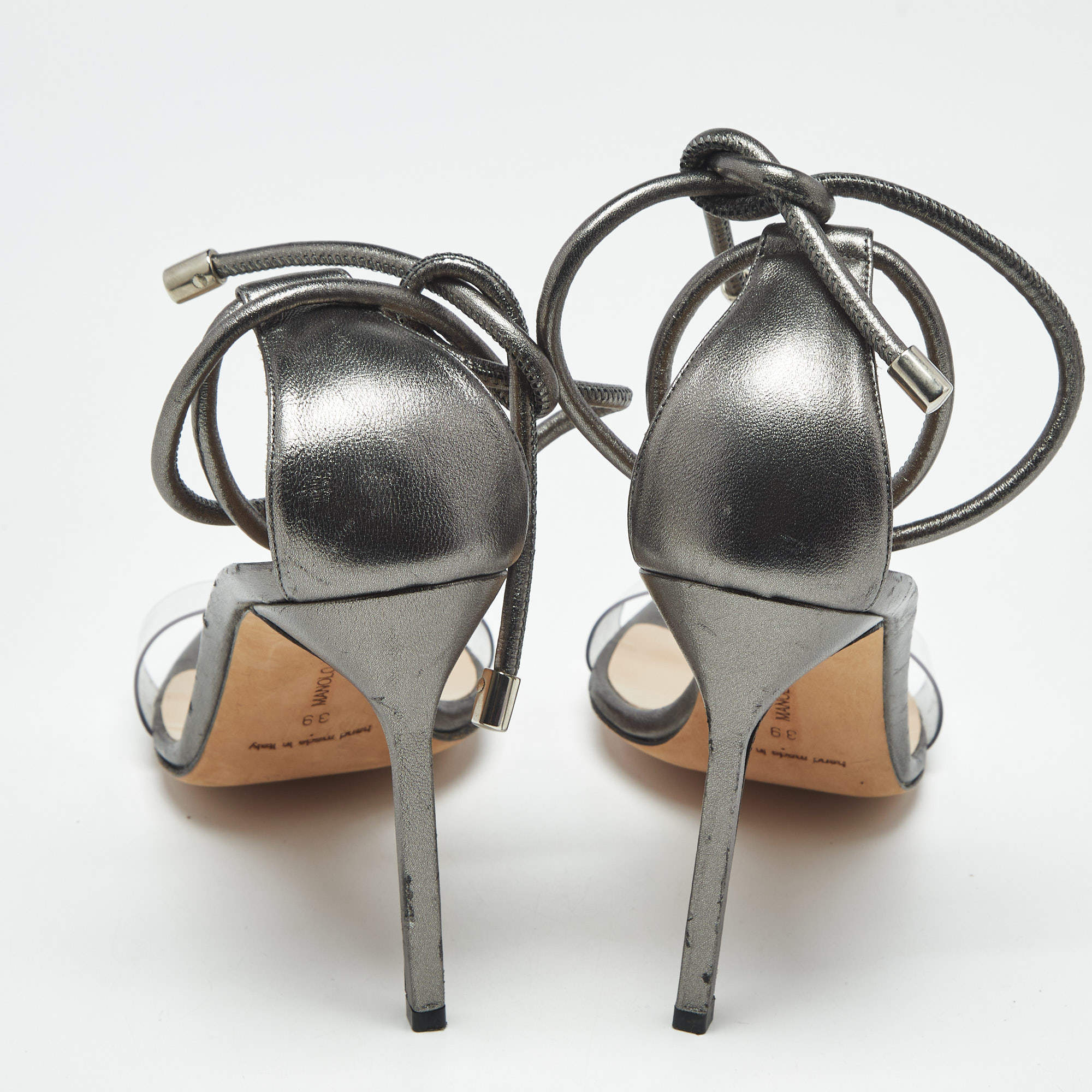 MANOLO BLAHNIK シルバー ミュール セダラビー Manolo Blahnik Silver Metallic Crystal Embellished Sedaraby