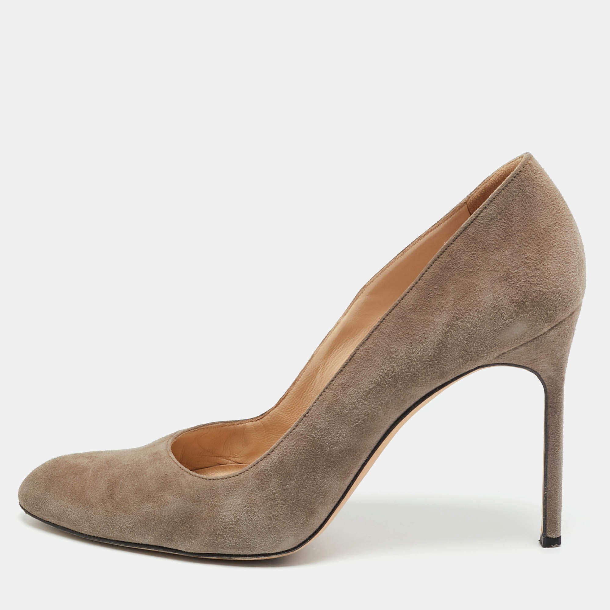 مملوكة مسبقًا حذاء كعب عالي مانولو بلانيك بي بي شامواه رمادي مقاس 40