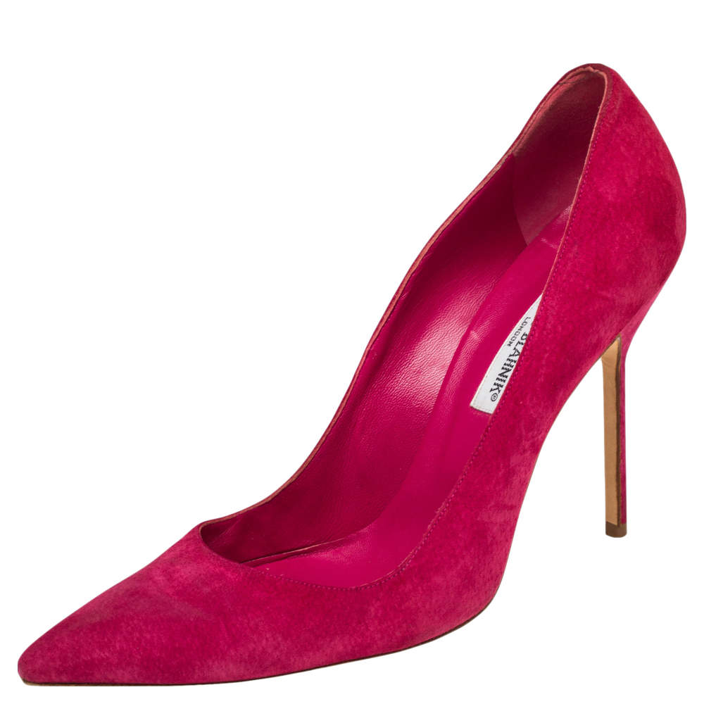 Pre Owned Manolo Blahnik Fuchsia Suede Pointed Toe BB Pumps Size 41