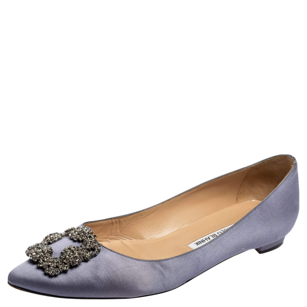 Manolo Blahnik Grey Satin Hangisi Ballet Flats Size 39.5 Manolo Blahnik ...