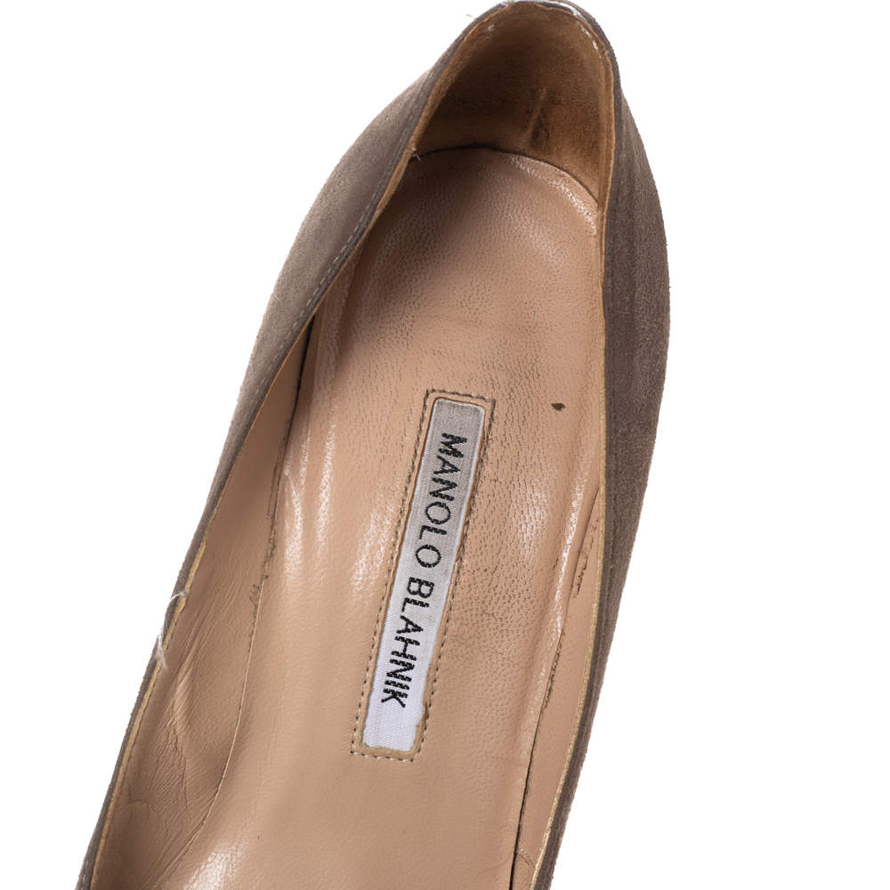 Pre Owned Manolo Blahnik Grey Suede BB Pumps Size 38 