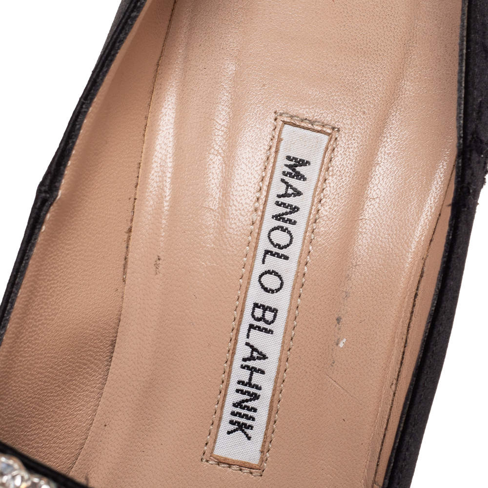 Pre Owned Manolo Blahnik Black Satin Borlak Pumps Size 38