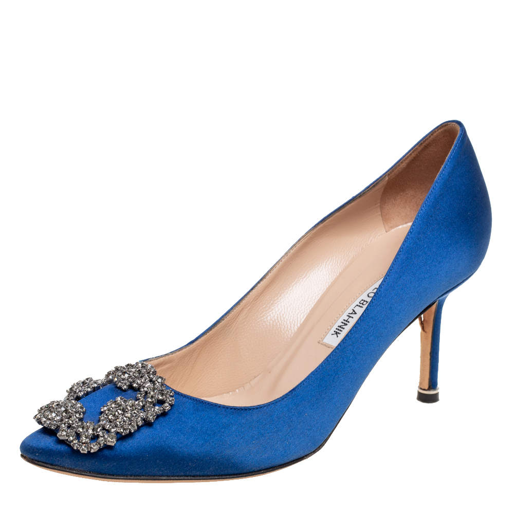 Manolo Blahnik Royal Blue Satin Hangisi Pumps Size 38 Manolo Blahnik ...