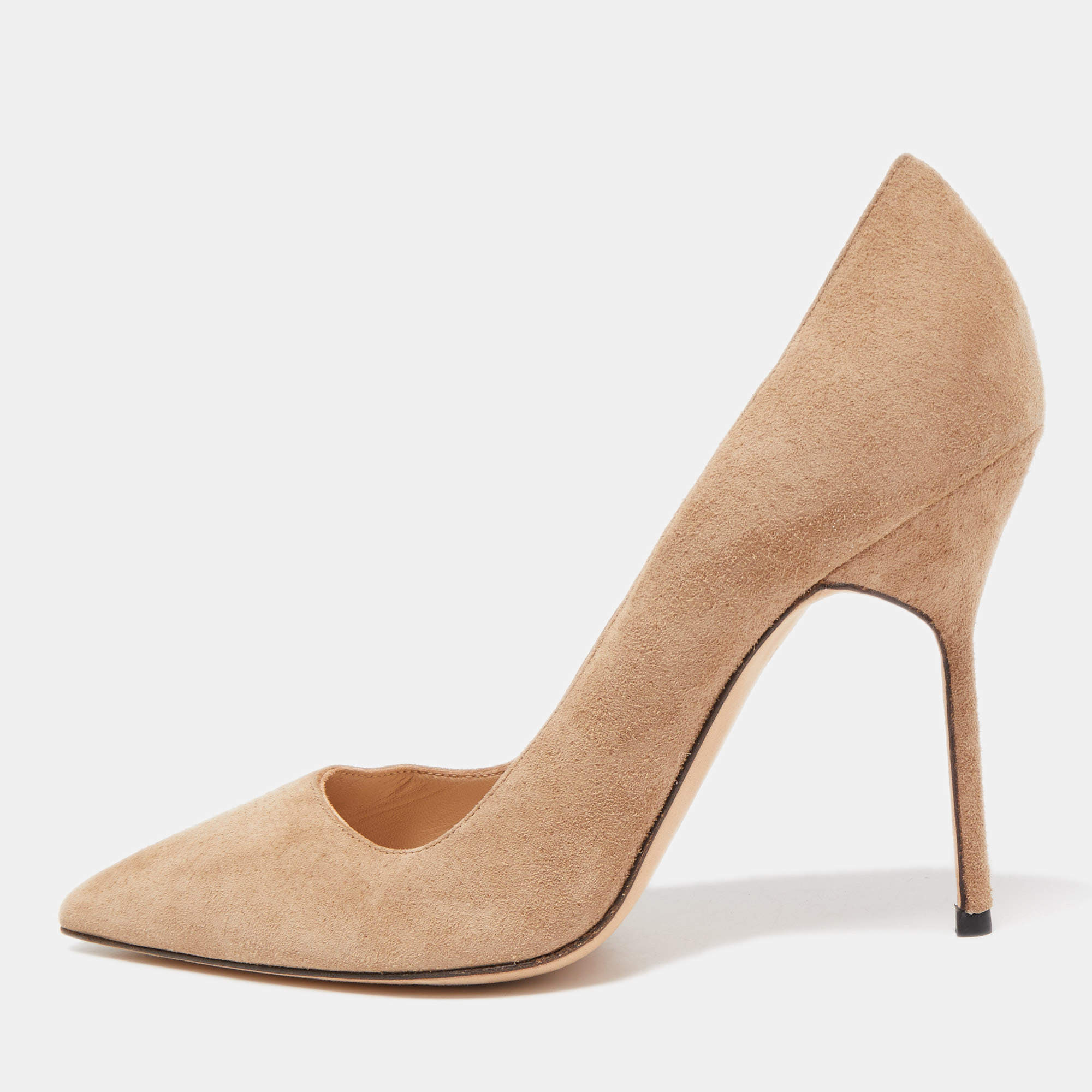 Pre Owned Manolo Blahnik Beige Suede BB Pumps Size 36.5