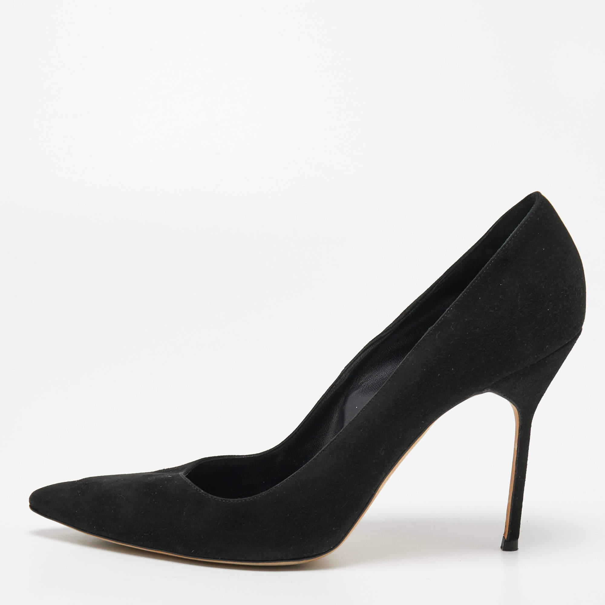 Pre Owned Manolo Blahnik Black Suede BB Pointed Toe Pumps Size 42