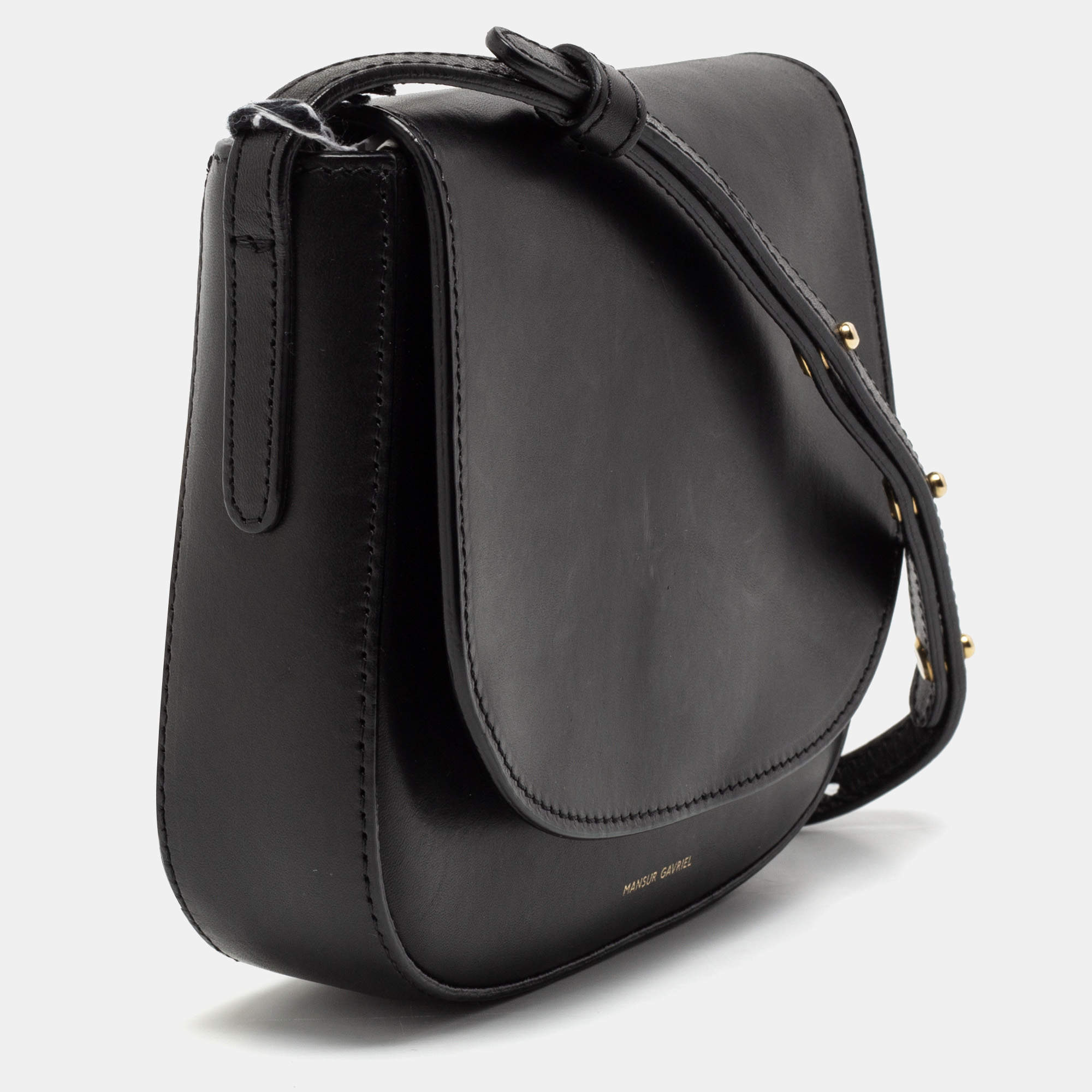 Mansur Gavriel Black Leather Mini Flap Crossbody Bag