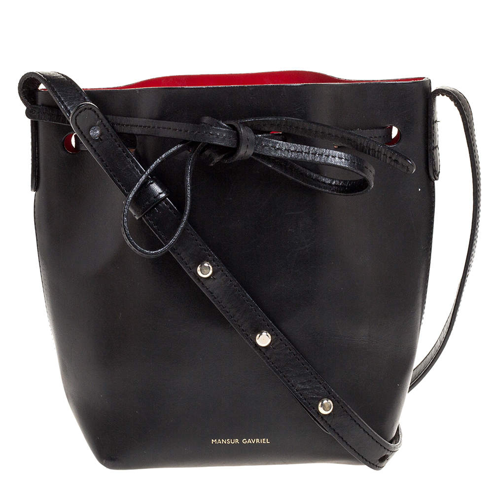 Mansur Gavriel Black Leather Mini Bucket Bag