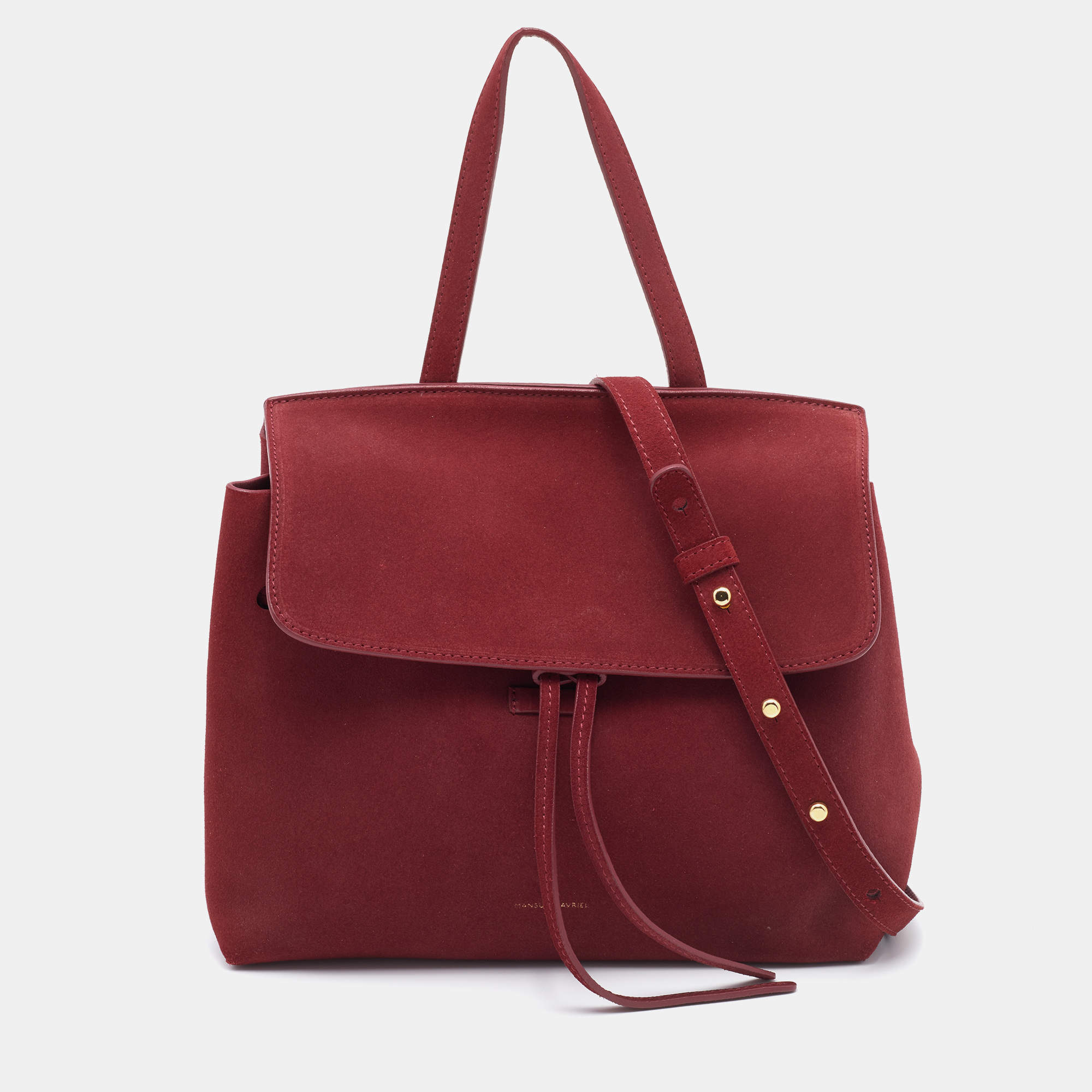 Mansur Gavriel Burgundy Suede Lady Top Handle Bag