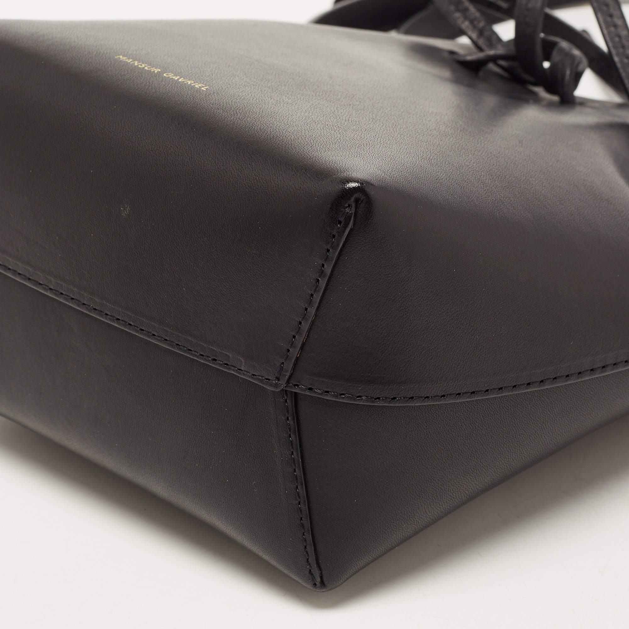 Pre Owned Mansur Gavriel Black Leather Bucket Drawstring Bag