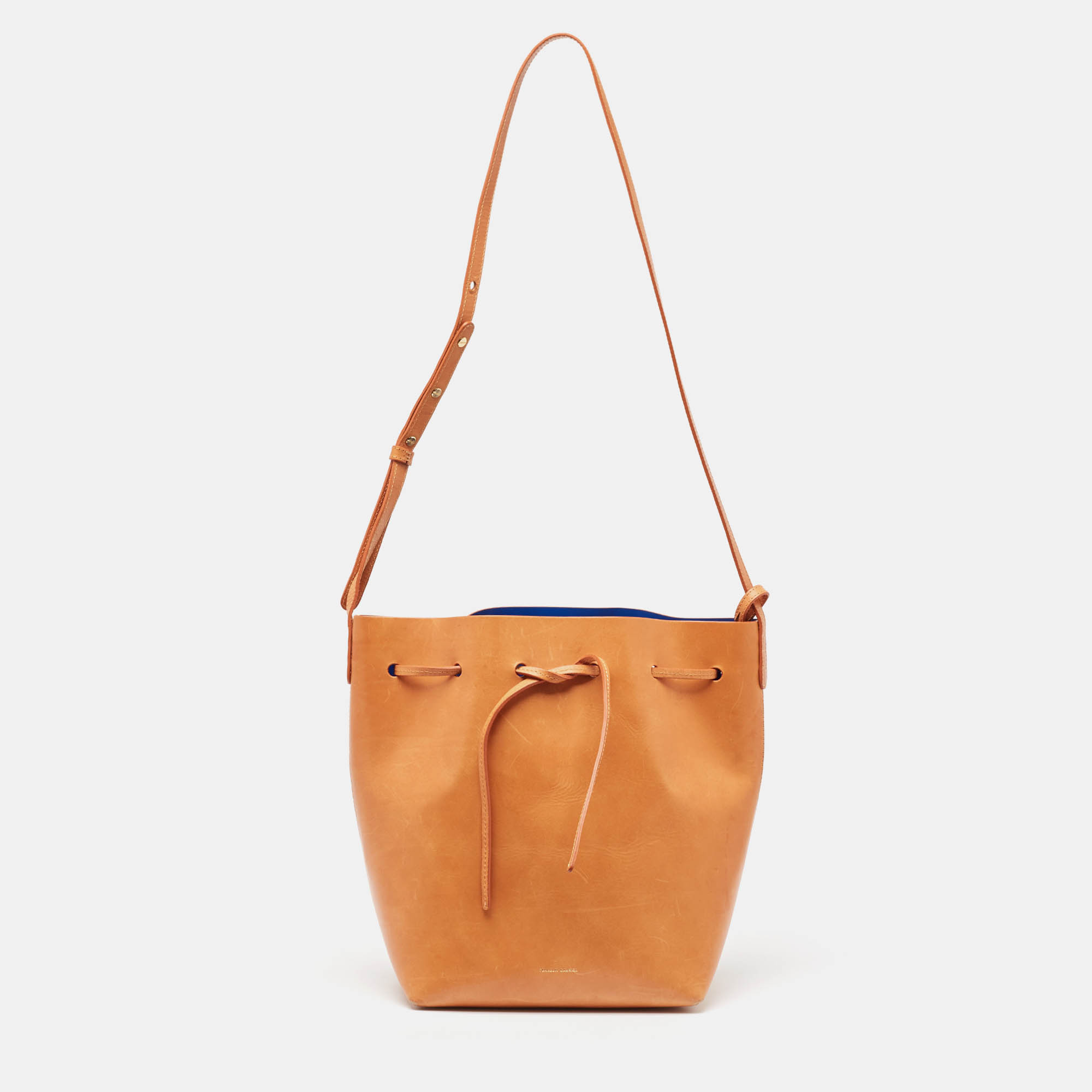 Pre Owned Mansur Gavriel Tan Leather Bucket Bag  