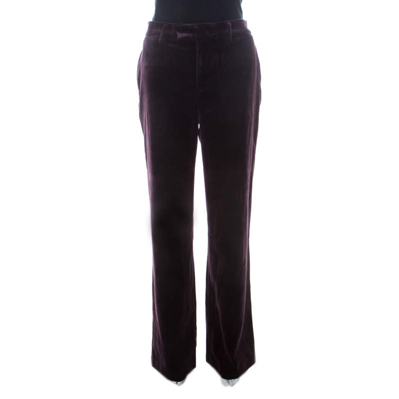 مملوكة مسبقًا بنطلون مارك باي مارك جاكوبس ماكسيم ساق عريضة قطيفة عنابي بلاكبيري M