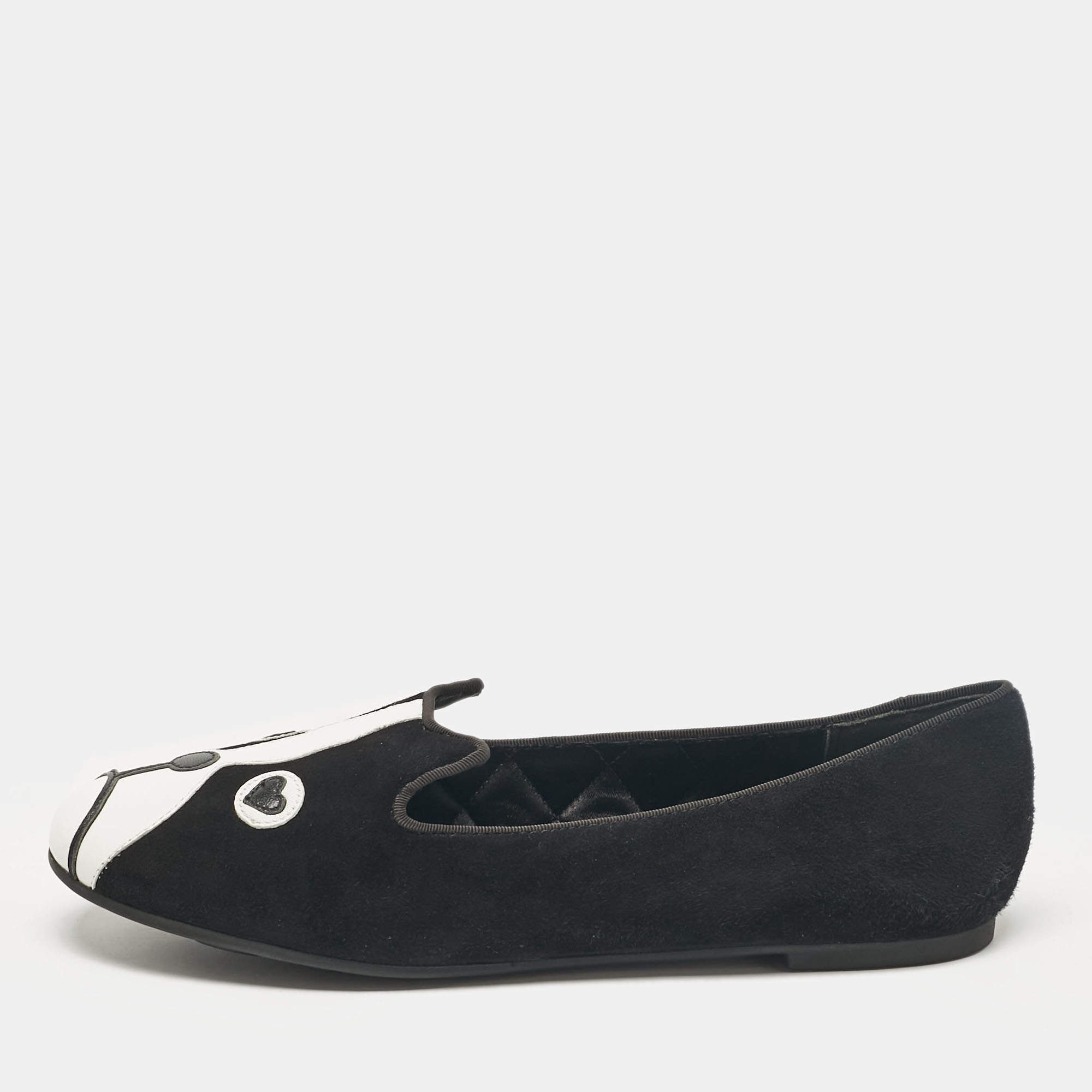 Pre Owned Marc by Marc Jacobs Black Leather and Suede Ballet Flats Size 36