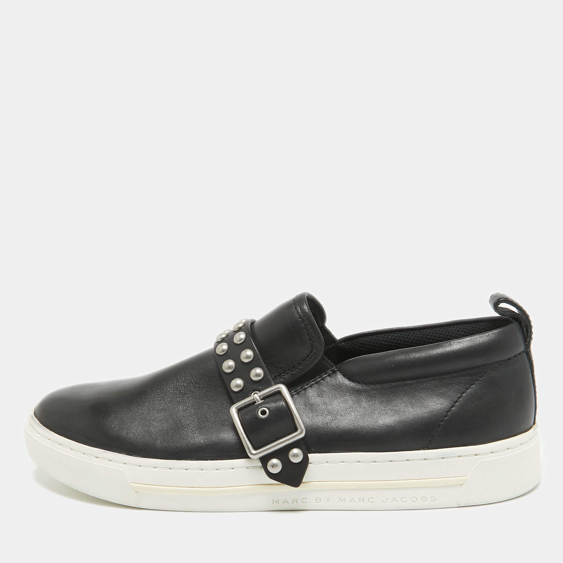 Marc by Marc Jacobs Black Leather Slip On Sneakers Size 37