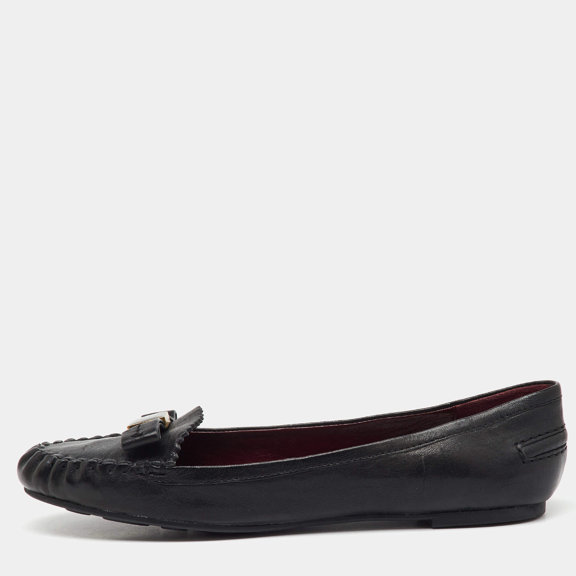 Pre Owned Marc by Marc Jacobs Black Leather Loafer Ballet Flats Size 40