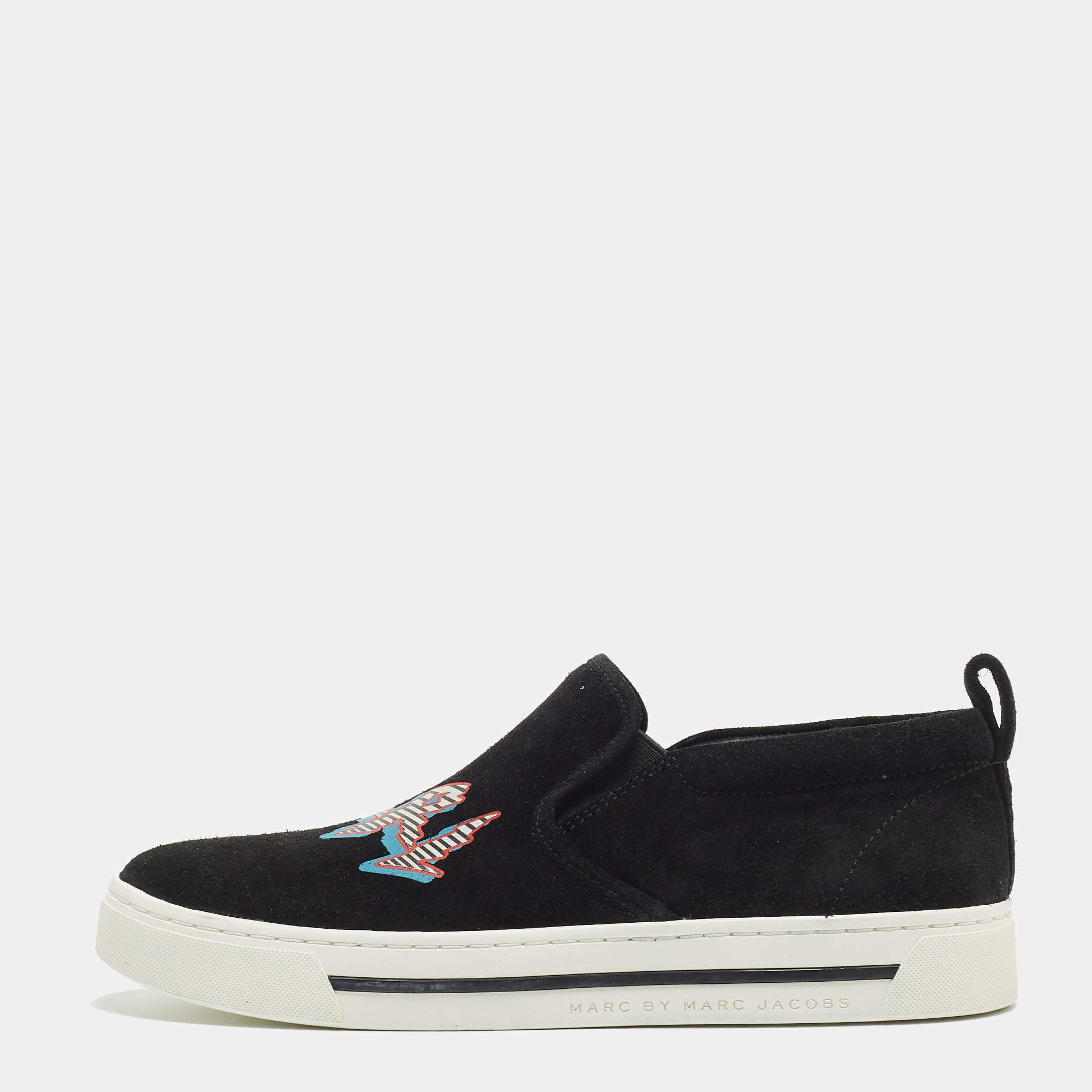 Pre Owned Marc By Marc Jacobs Black Suede GRRL Slip On Sneakers Size 37