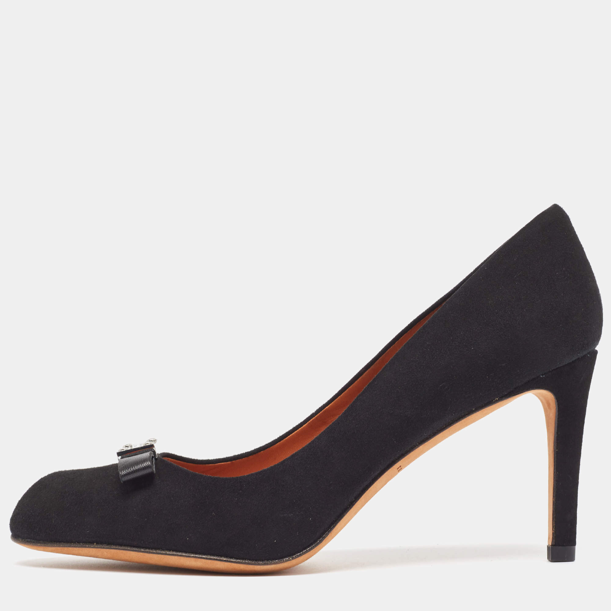 Pre Owned Marc by Marc Jacobs Black Suede Bow Pumps Size 37.5