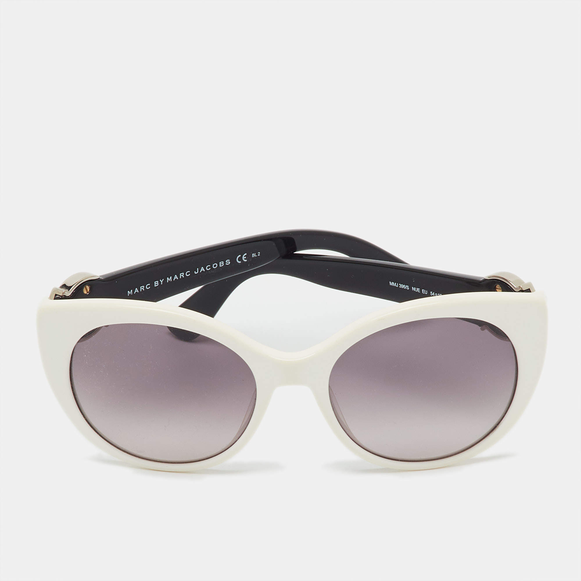 Pre Owned Marc by Marc Jacobs White/Grey Gradient MMJ396/S Cat-Eye Sunglasses