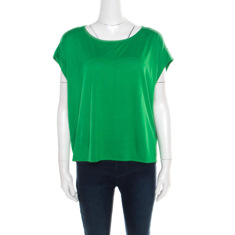 Pre Owned Marc by Marc Jacobs Parrot Green Jersey Bow Back Detail Short T-Shirt M