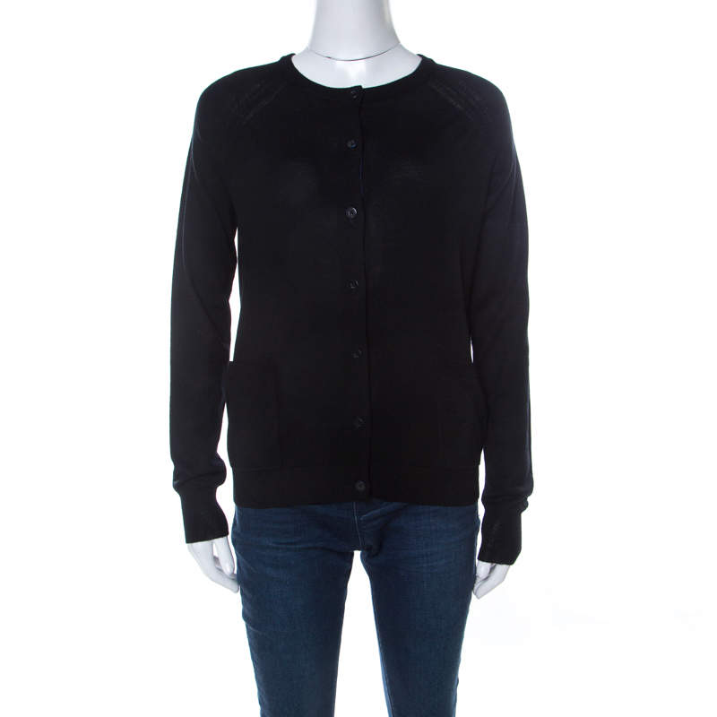 Marc by Marc Jacobs Black Merino Wool Front Button Cardigan S