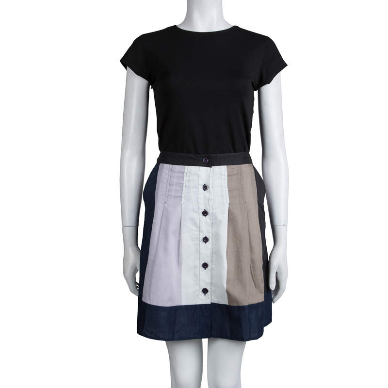 Marc by Marc Jacobs Colorblock Cotton Button Front Skirt S Marc by