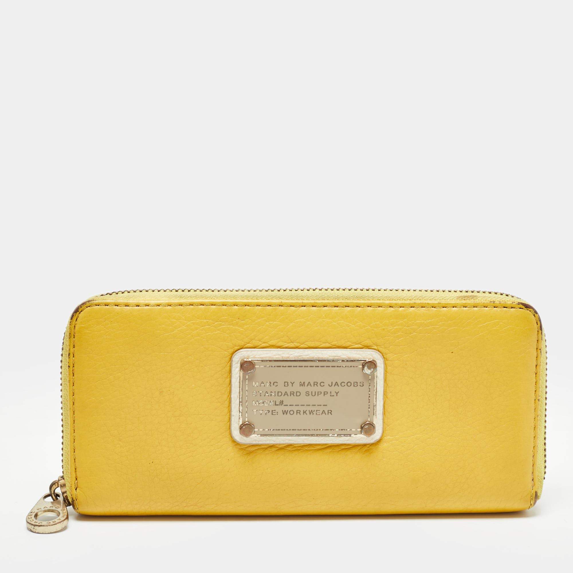 Marc by Marc Jacobs Yellow Leather Classic Q Zip Around Wallet