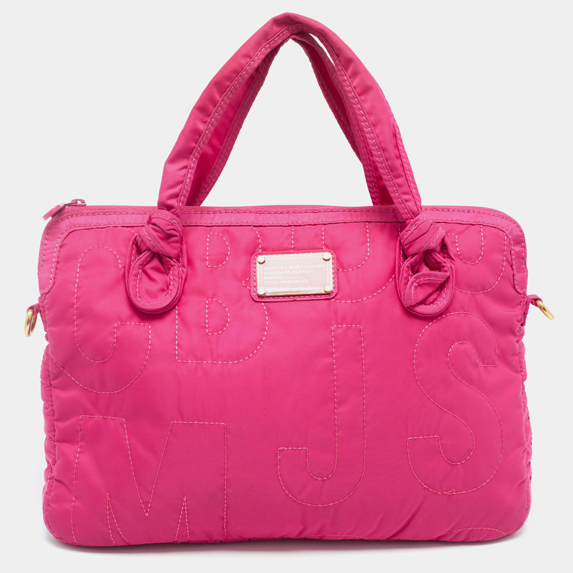 Pre Owned Marc By Marc Jacobs Fuchsia Nylon Pretty Laptop Bag