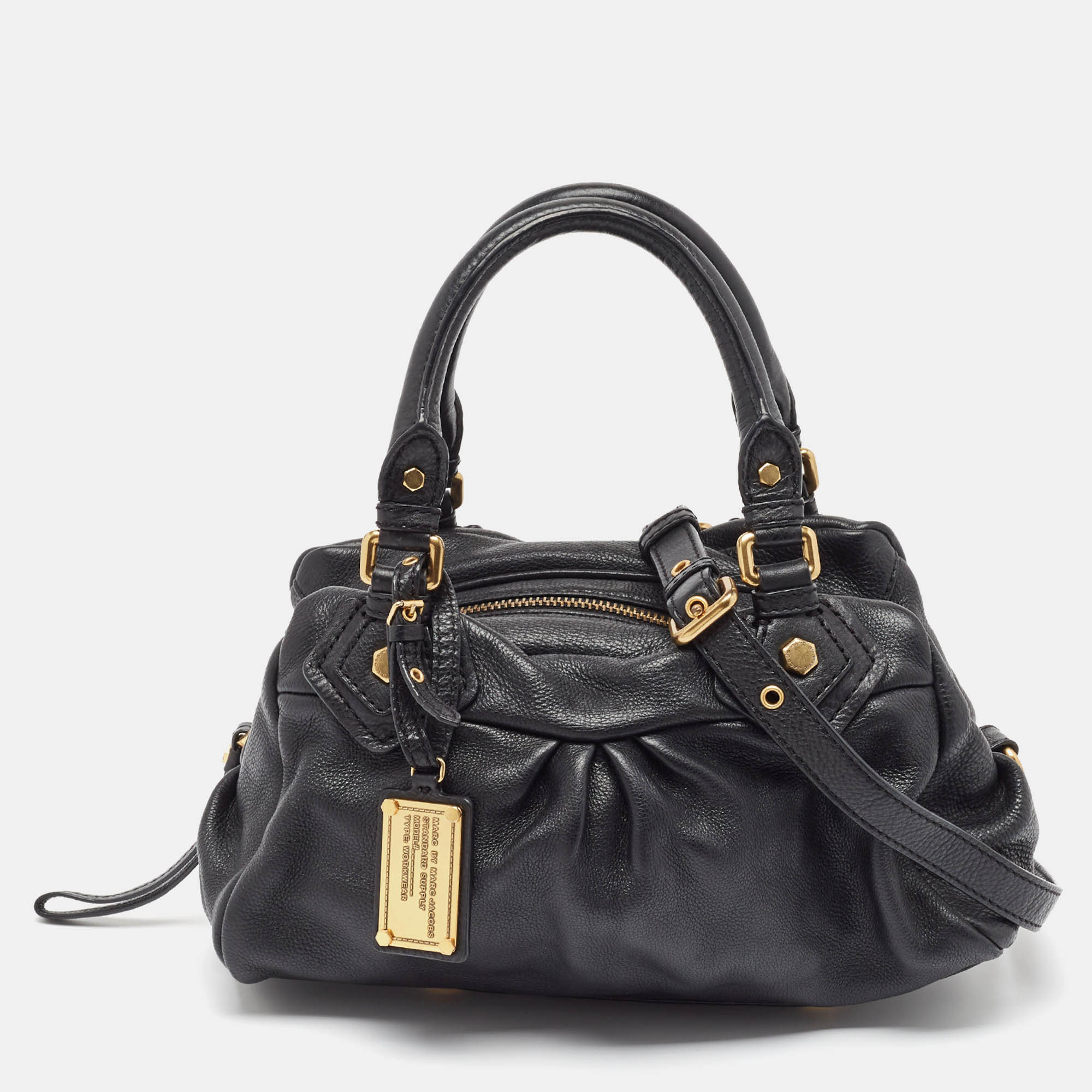 Pre Owned Marc by Marc Jacobs Black Leather Classic Q Groovee Satchel