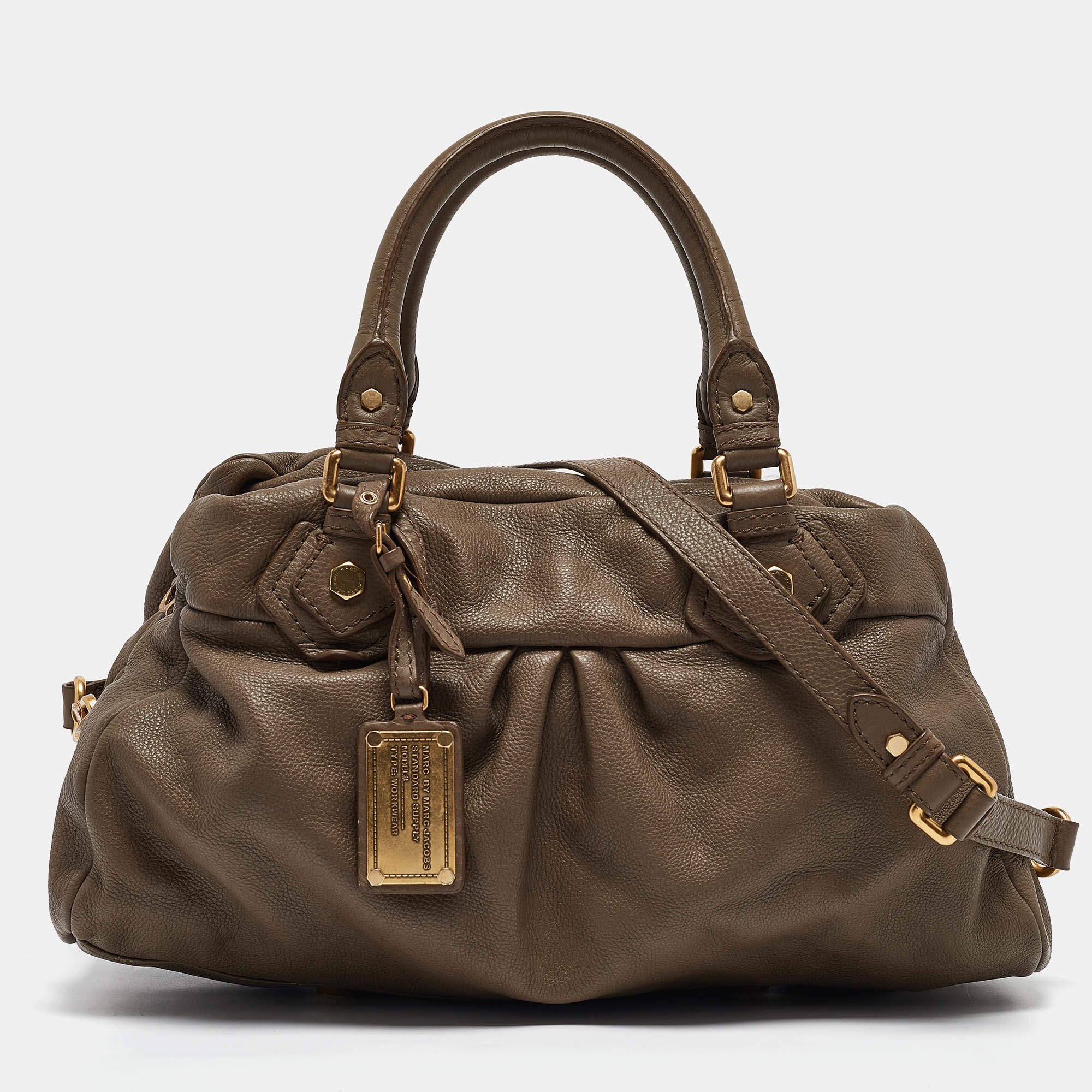 Marc by Marc Jacobs Beige Leather Classic Q Baby Aidan Satchels