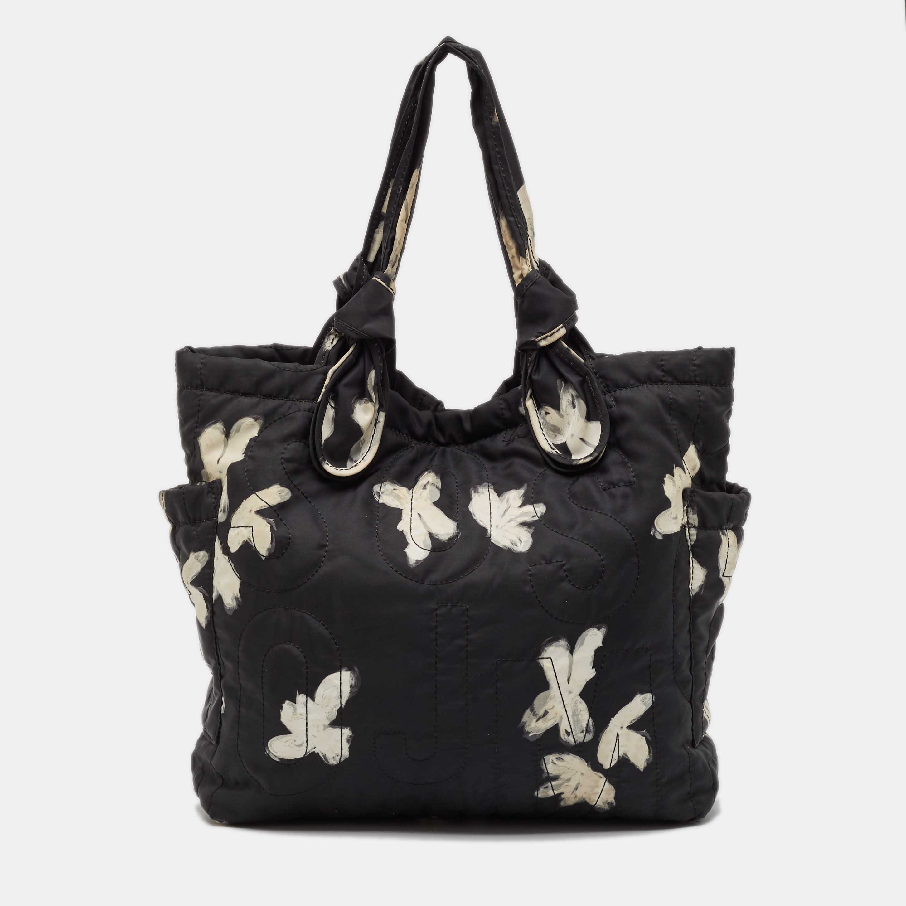 مملوكة مسبقًا Marc by Marc Jacobs Black/White Nylon Floral Pretty Tate Tote