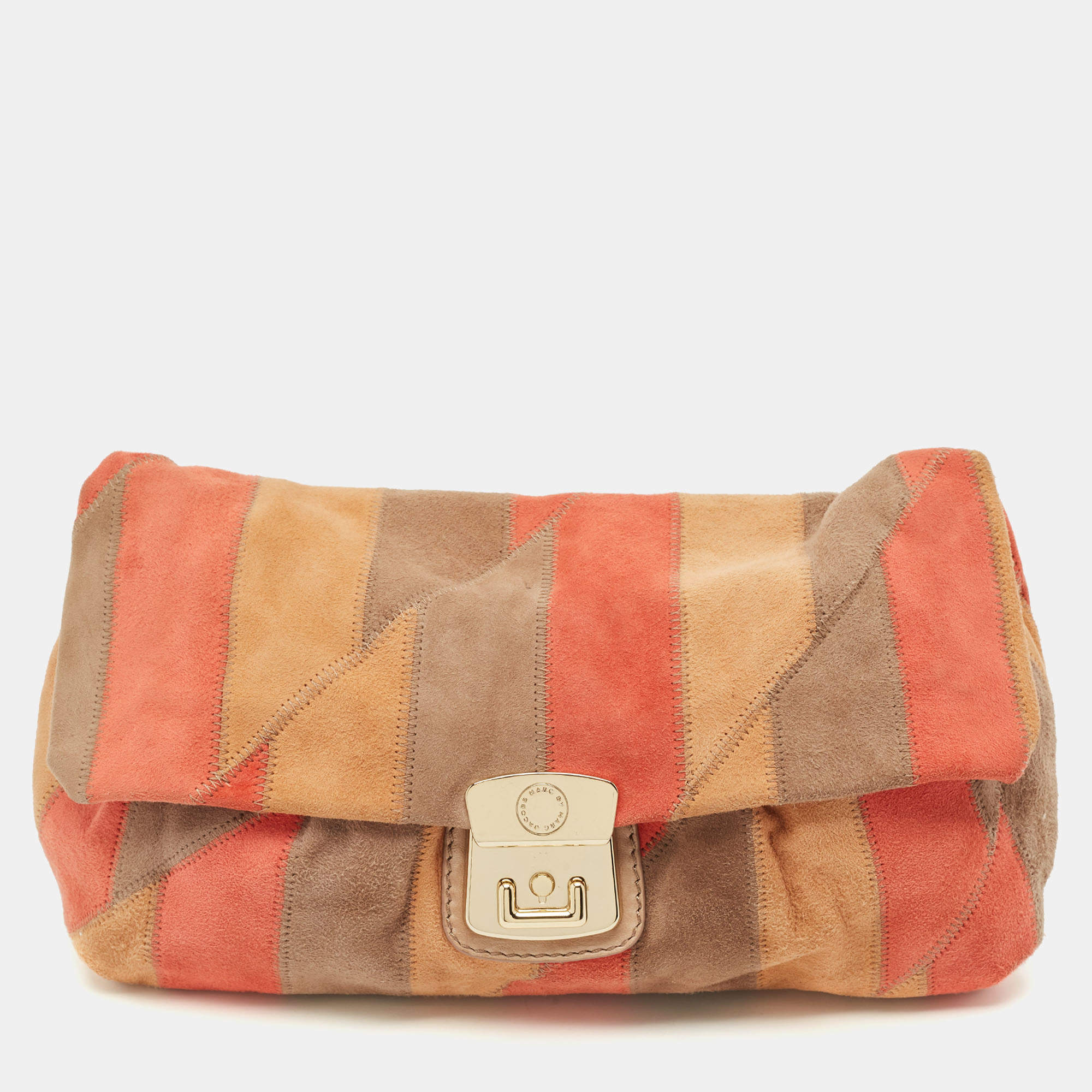 Pre Owned Marc by Marc Jacobs Tricolor Striped Suede Clutch