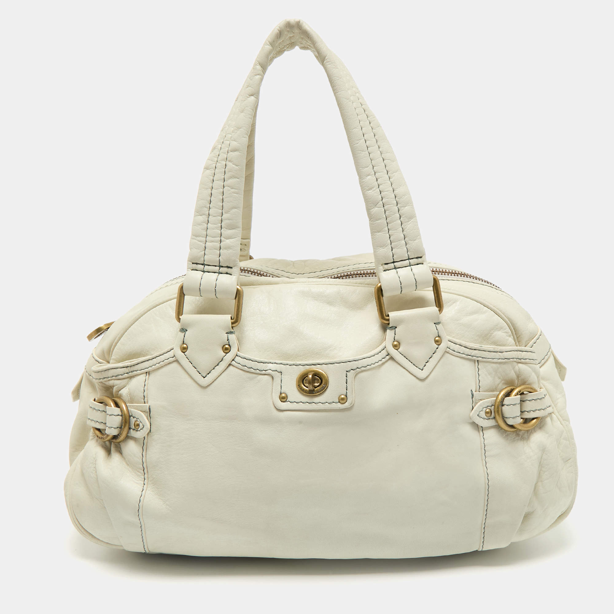Marc by Marc Jacobs Off White Leather Totally Benny Satchel