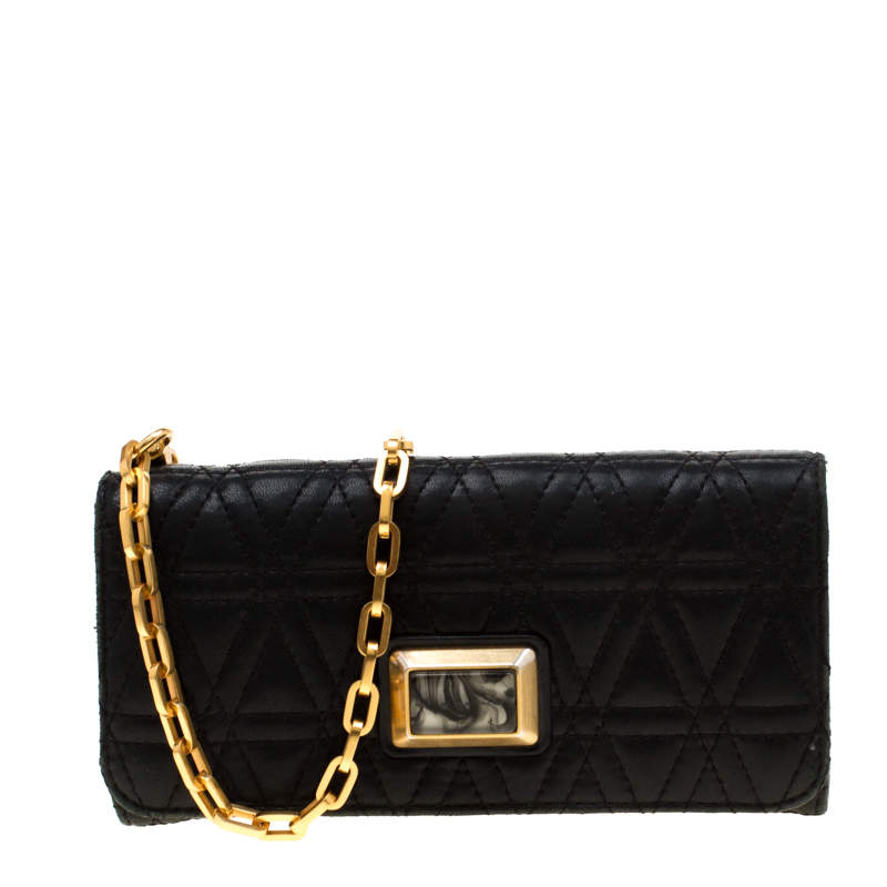Marc by Marc Jacobs Black Quilted Leather Wallet on Chain