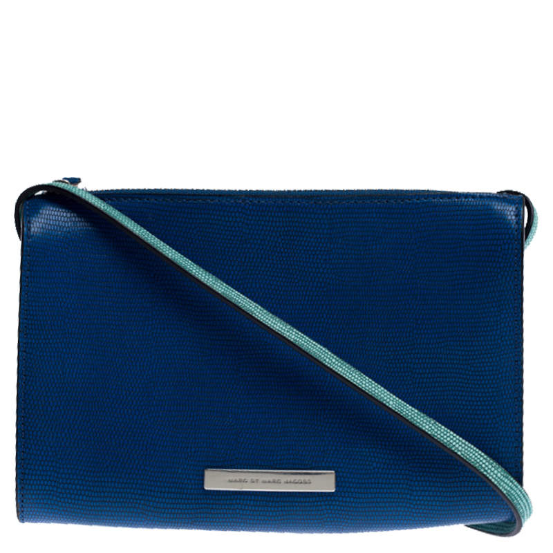 Pre Owned Marc By Marc Jacobs Blue/Green Stingray Embossed Leather Queens Night Out Ellen Crossbody Bag