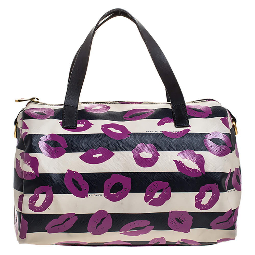 Pre Owned Marc By Marc Jacobs Multicolor Coated Canvas Easy Lips Bowler Bag