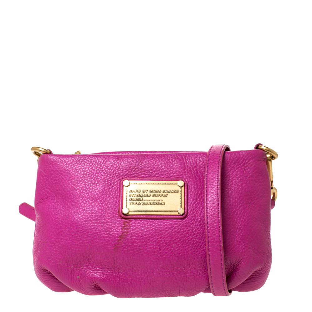 Marc by Marc Jacobs Magenta Leather Classic Q Percy Crossbody Bag