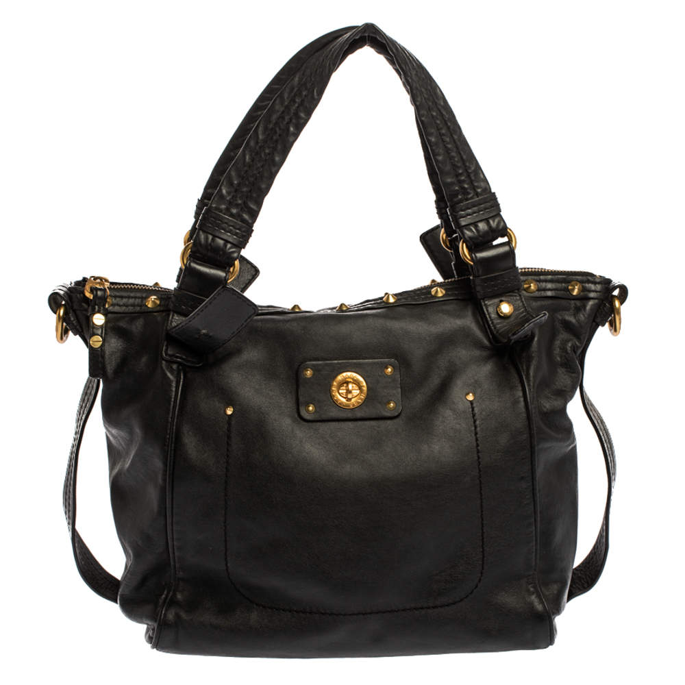 مملوكة مسبقًا Marc by Marc Jacobs Black Leather Spike Studded Shoulder Bag