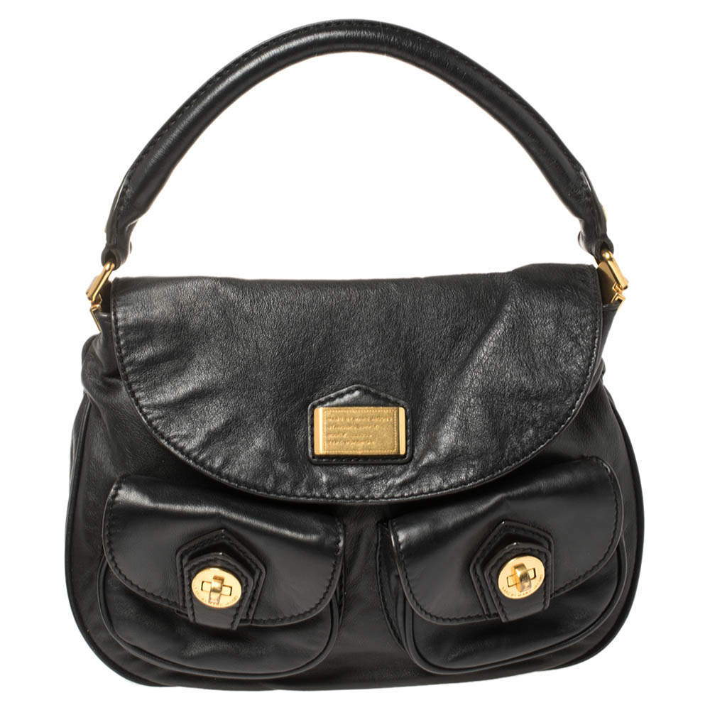 Pre Owned Marc by Marc Jacobs Black Leather Double Pocket Crossbody Bag