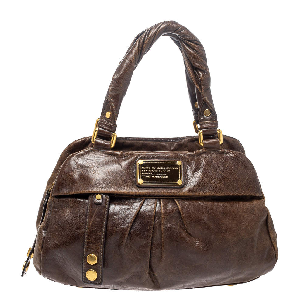 Marc by Marc Jacobs Brown Leather Twisted Q Groove Satchel