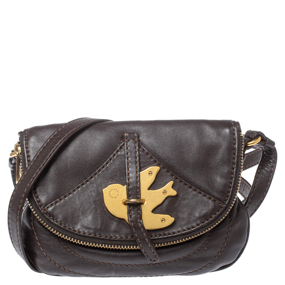 Pre Owned Marc by Marc Jacobs Brown Leather Petal to the Metal Crossbody Bag