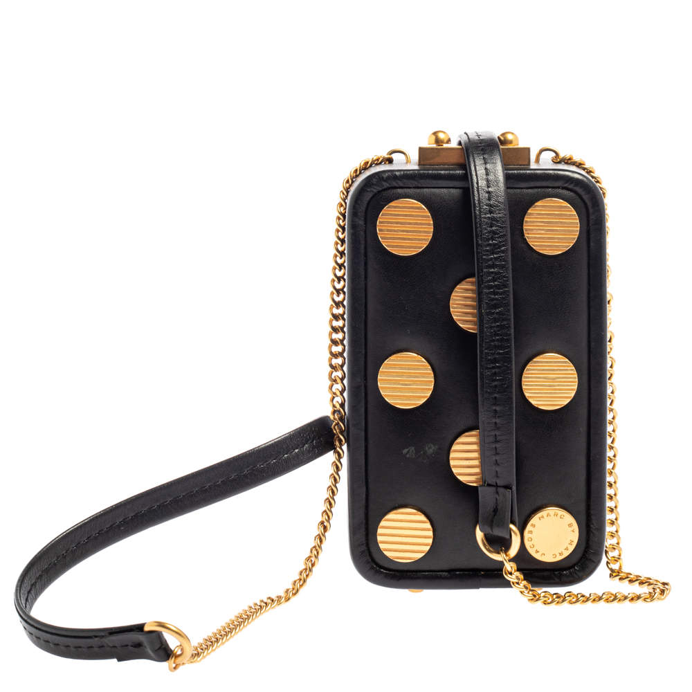 Pre Owned Marc by Marc Jacobs Black Leather Studded Phone Box Bag