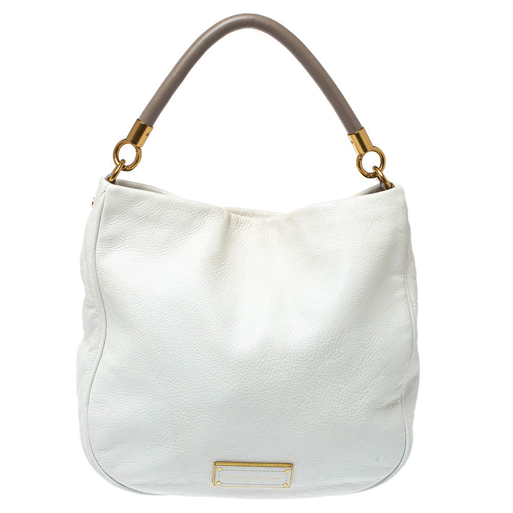 Pre Owned Marc by Marc Jacobs White Soft Grained Leather Too Hot to Handle Hobo