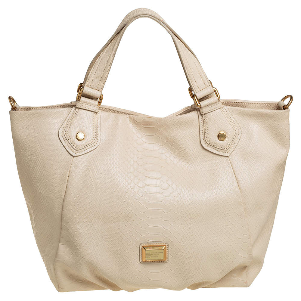 مملوكة مسبقًا Marc by Marc Jacobs Beige Python Embossed Leather Shopper Tote