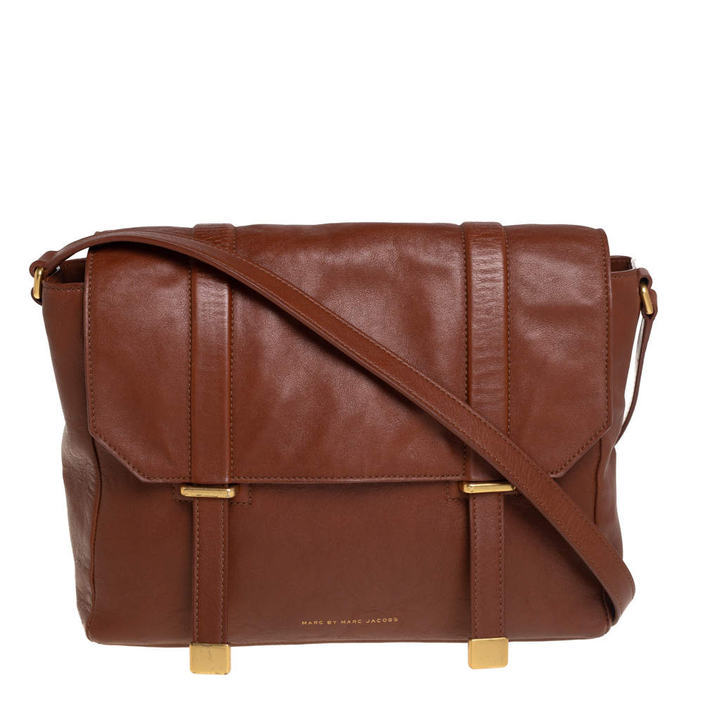Marc by Marc Jacobs Brown Leather Flap Messenger Bag