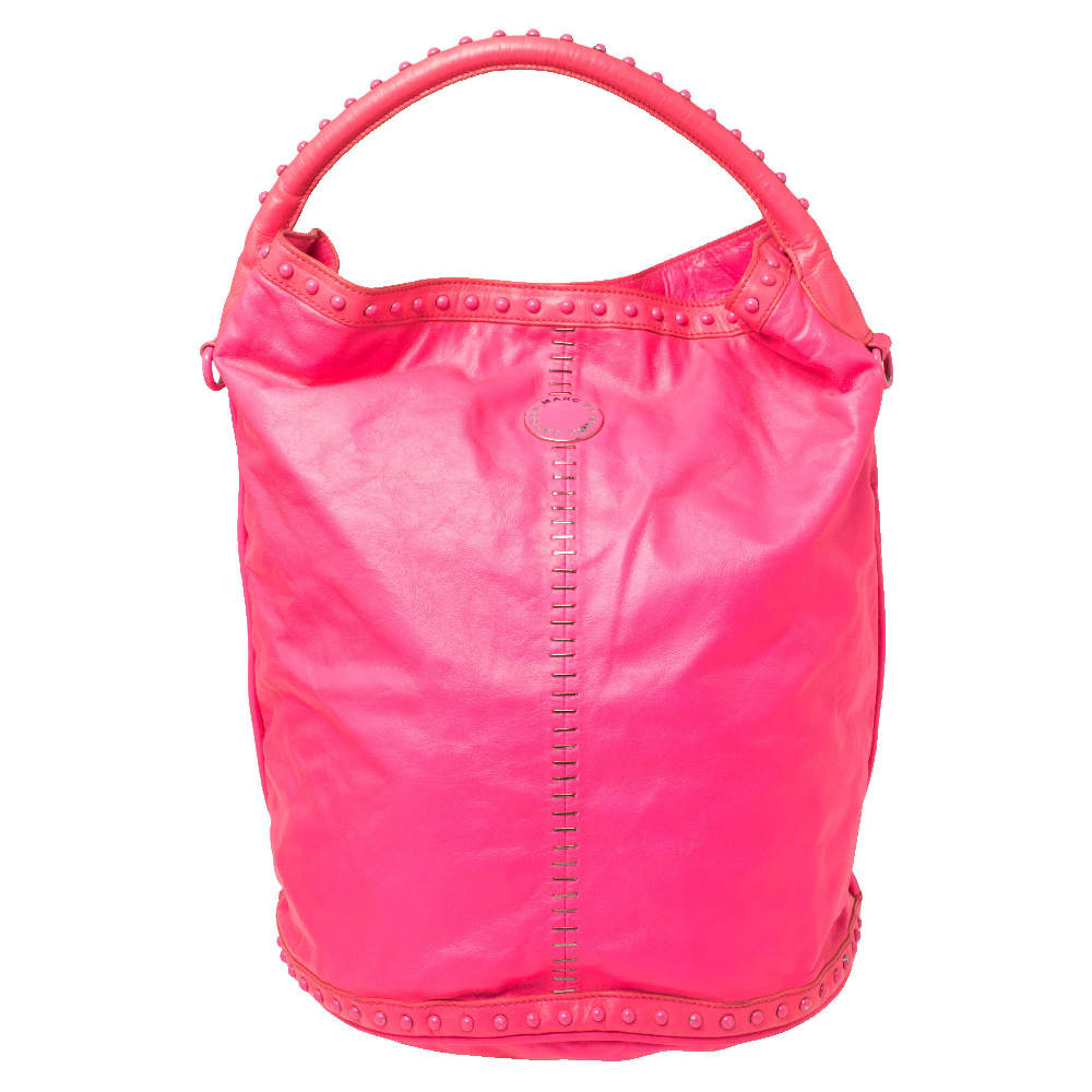 Pre Owned Marc by Marc Jacobs Pink Leather Embellished Hobo